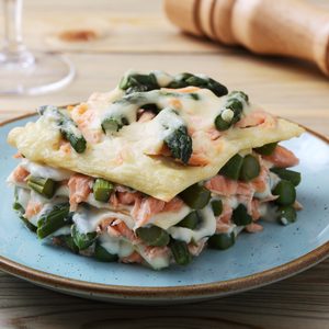 Lasagne au saumon et aux asperges vertes