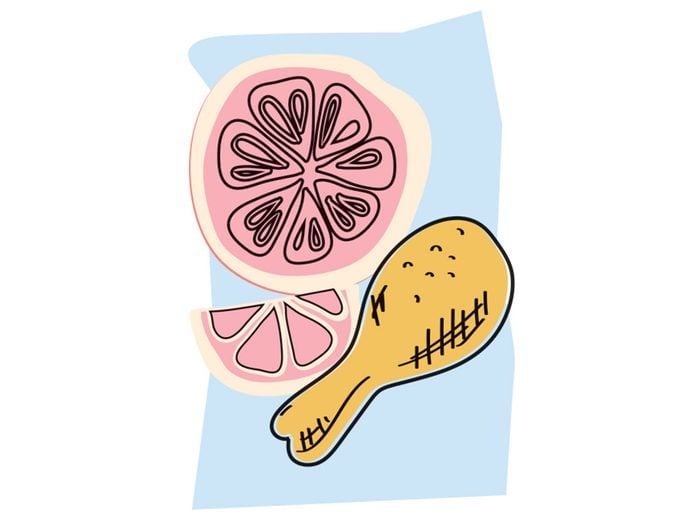 Poulet et pomélo font partie des combinaisons alimentaires efficaces.