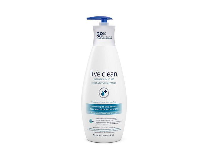 La lotion pour le corps Hydratation intense de Live Clean est parfait pour hydrater la peau sèche.