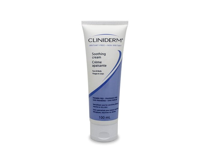 La crème apaisante de Cliniderm est parfaite pour hydrater la peau sèche.
