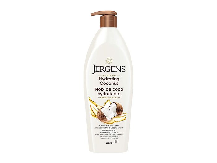 L'hydratant à la noix de coco de Jergens est parfait pour hydrater la peau sèche.
