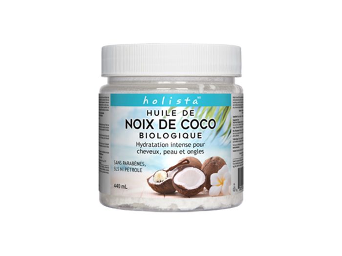 L'huile de noix de coco de Holista est parfaite pour hydrater la peau sèche.