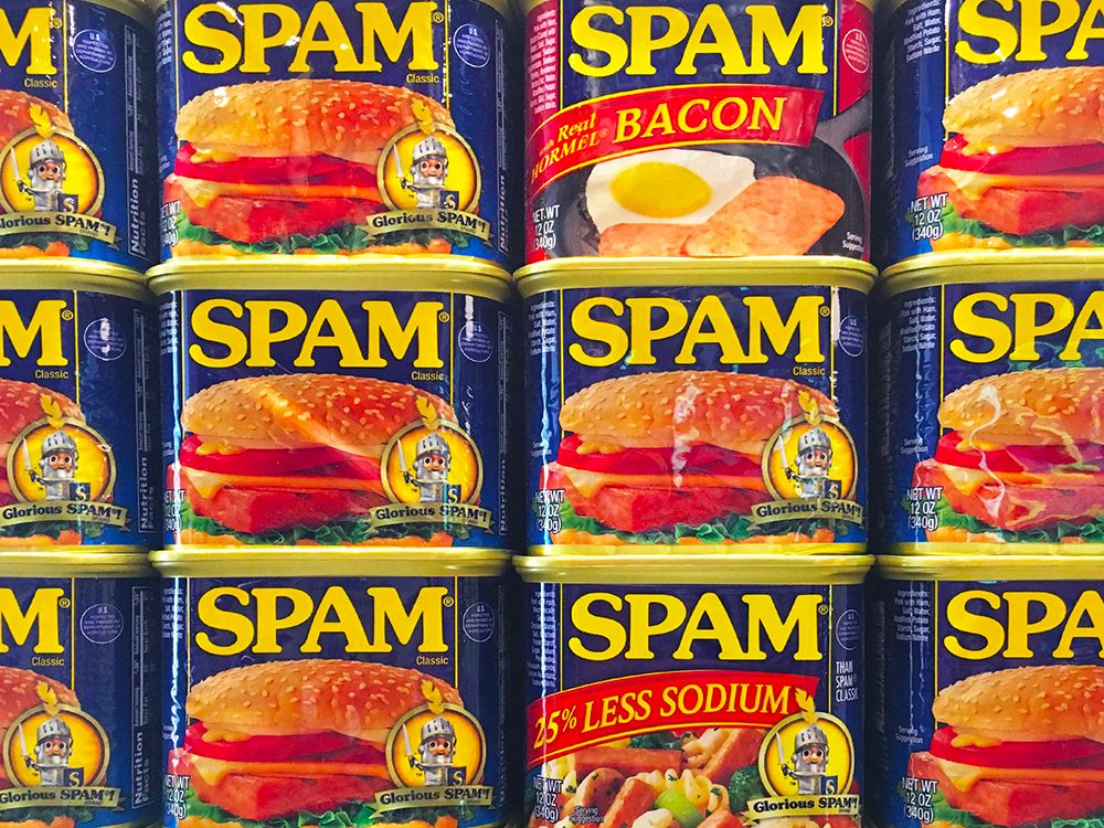 Le spam est l'un des aliments à éviter.