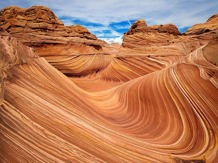 Formation rocheuse faite en sable: The Wave.