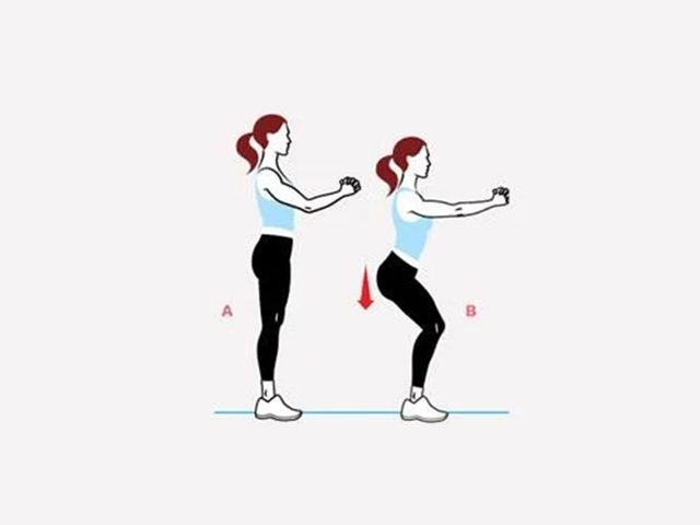 Deuxime srie d'exercices: flexion lgre des jambes.
