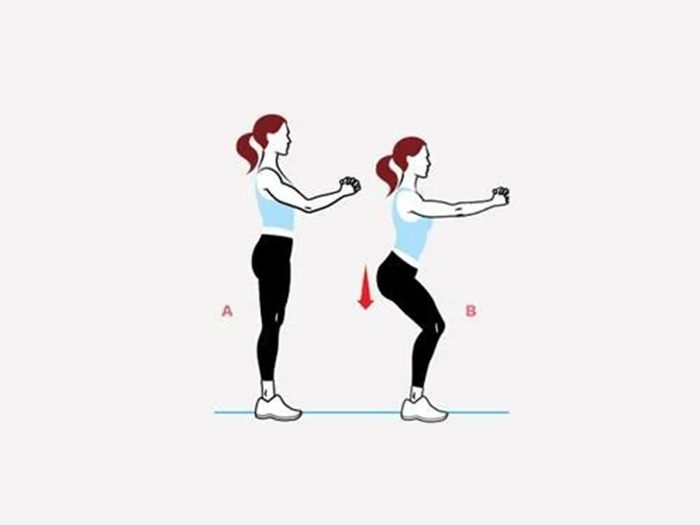 Deuxième série d'exercices: flexion légère des jambes.