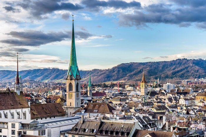 Villes les moins polluées : Zurich, Suisse.