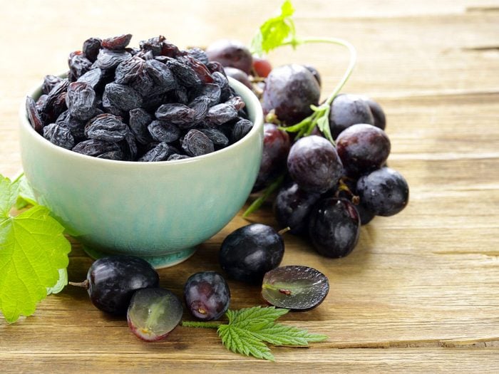 Les raisins secs : de bons antioxydants.