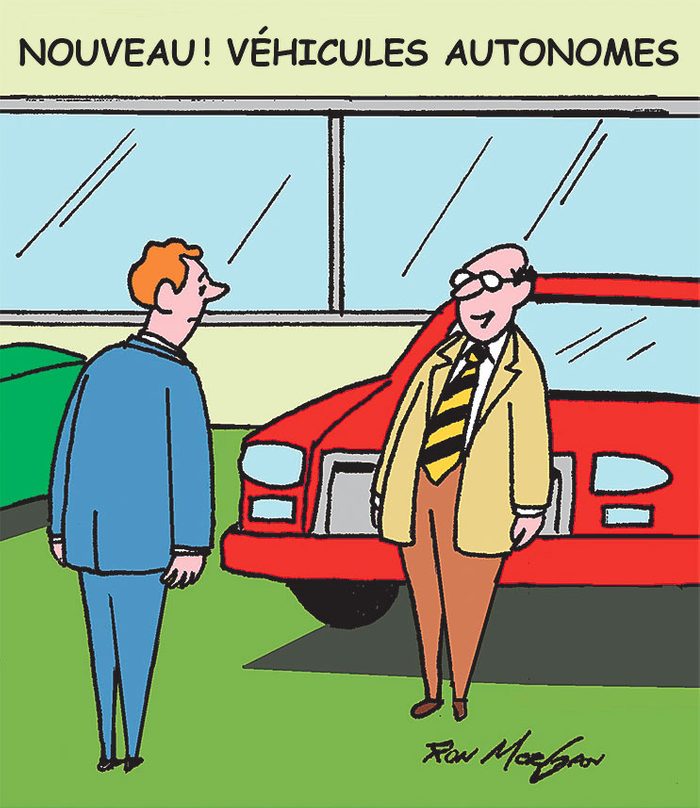 Caricature sur les voitures autonomes.