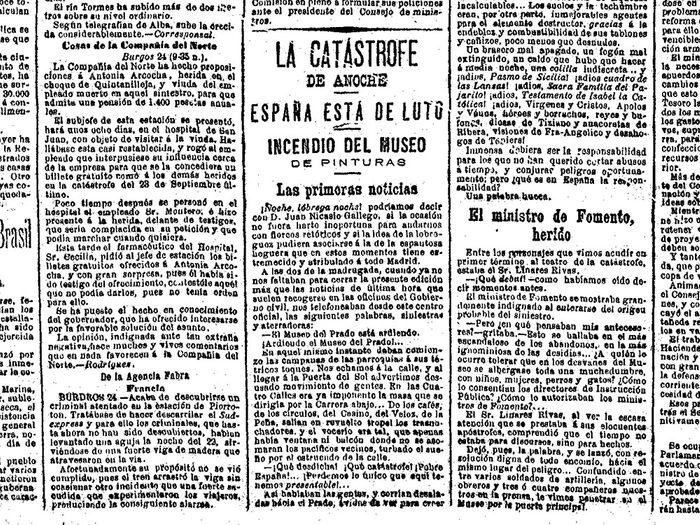 En 1891, le journaliste Mariano ­de Cavia a publié dans le journal El Liberal un article un indiquant un incendie au Musée du Prado.