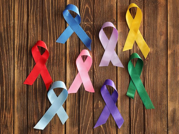 Des rubans de différentes couleurs pour le cancer du sein
