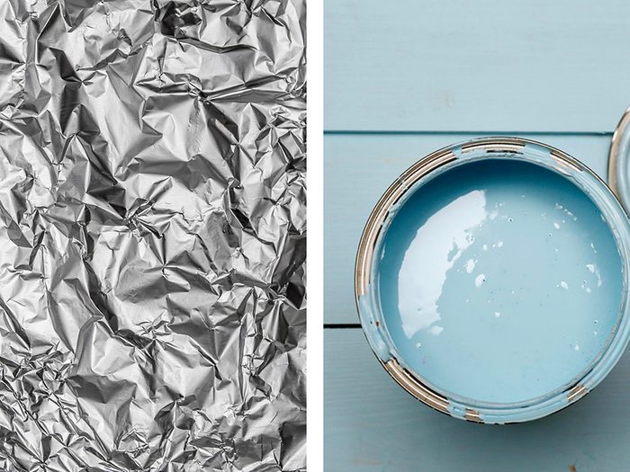 Empêcher la peinture de durcir avec de l'aluminium ménager.