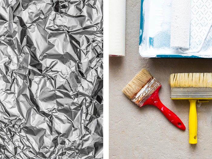 Tapisser des bacs à peinture avec de l'aluminium ménager.
