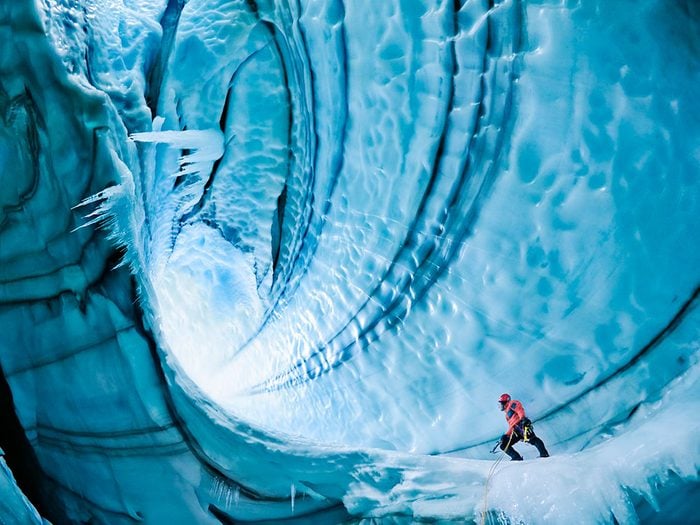 La grotte du glacier Langjokull.