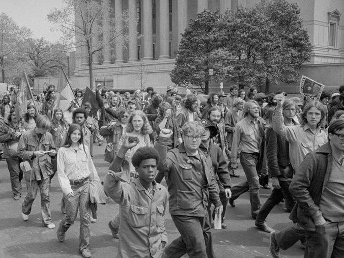 Une photo d'époque des manifestations contre la guerre du Vietnam.