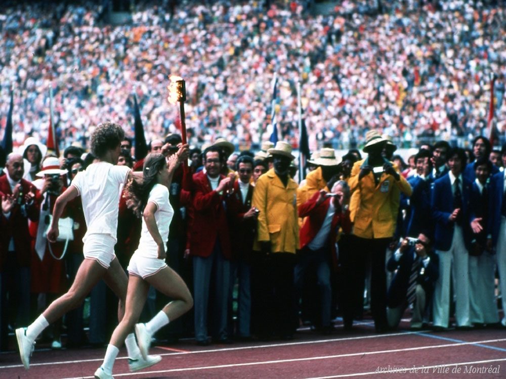 Qubec dautrefois: la crmonie douverture des J.O. au Stade olympique, 1976.