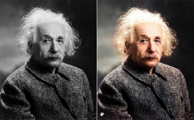 La photo colorise d'Albert Einstein.