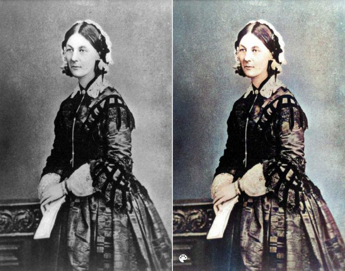 La photo colorisée de Florence Nightingale.