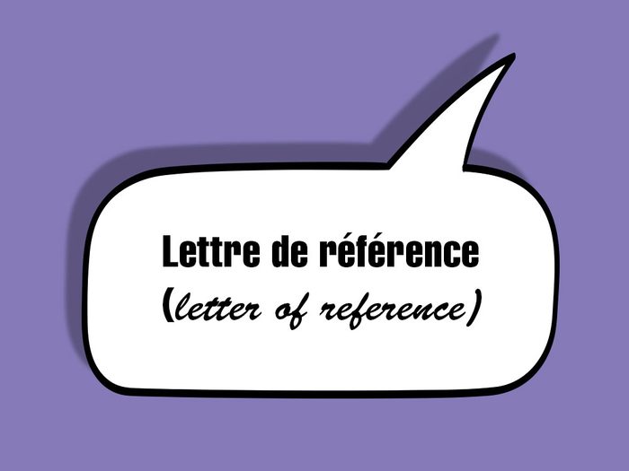«Lettre de référence (letter of reference)» fait partie des anglicismes courants.