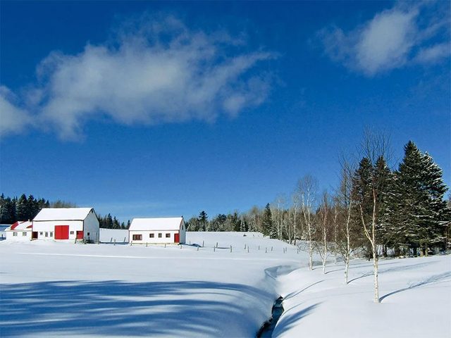 La beaut de l'hiver canadien  travers cette image d'une ferme du New Jersey, au Nouveau-Brunswick.