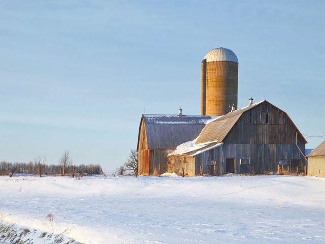 La beaut de l'hiver canadien  travers cette image d'une grange  de Maxville, en Ontario.