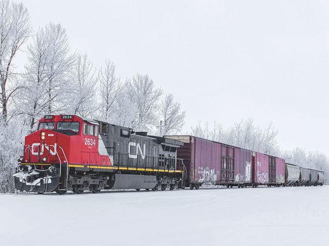 La beaut de l'hiver canadien  travers cette image d'un train du CN.