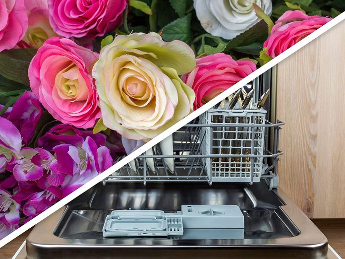 Vous serez surpris d'apprendre que vous pouvez nettoyer les fausses fleurs au lave-vaisselle!
