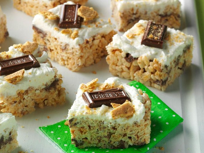 Recette Rice Krispies Carres Barre Collation Chocolat Smores