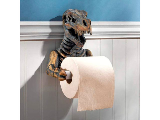 Le porte-papier de toilette en forme de T-Rex est vraiment original et trange!