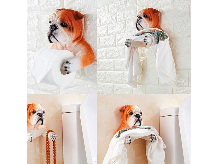 Le porte-papier de toilette en forme de chien est vraiment original et étrange!