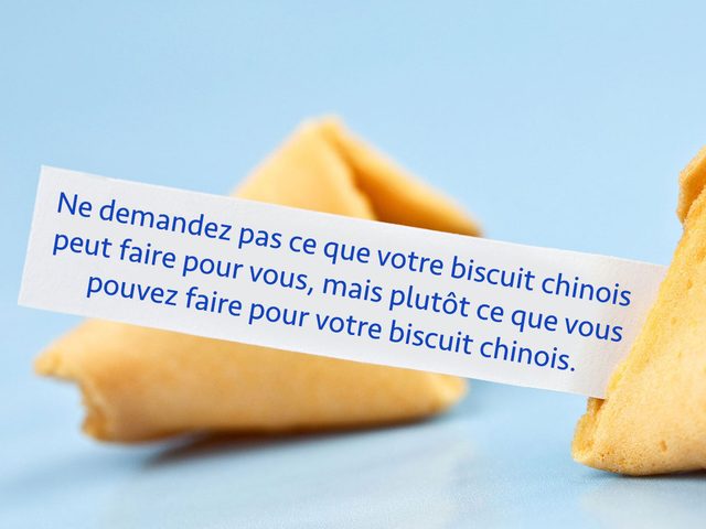 Des biscuits chinois aux messages inusits sur l'entraide.