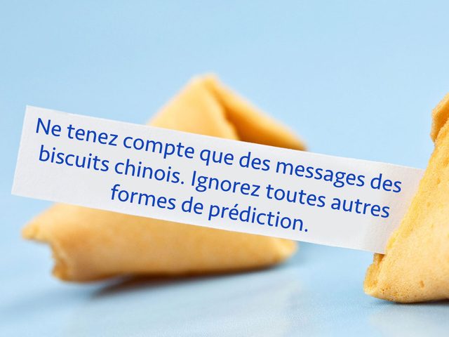 Des biscuits chinois aux messages inusits au sujet d'un type de prdiction.