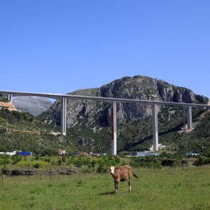 Un viaduc qui traverse le village rural de Bioče, au Monténégro