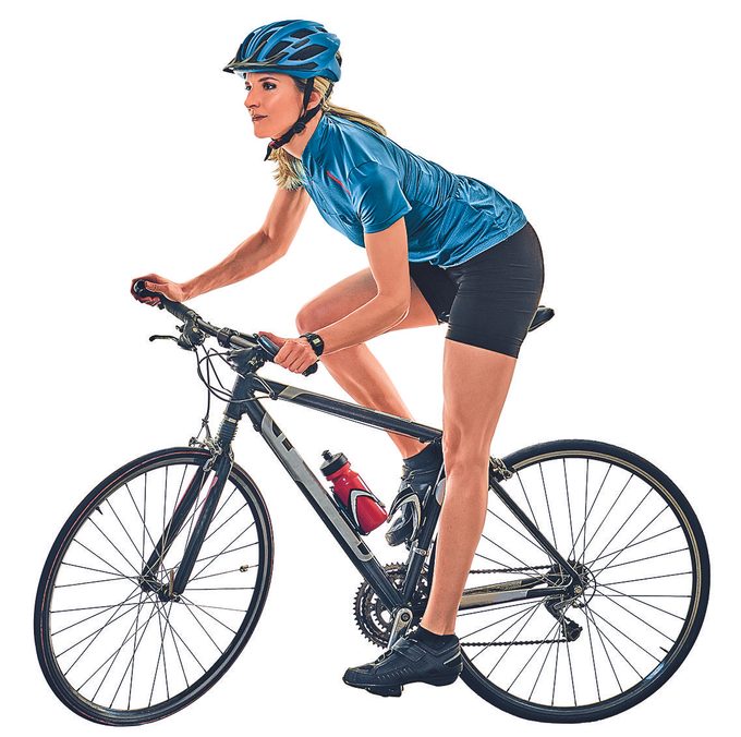 Cyclist Cycling Riding Bicycle Woman Isolated White Background
