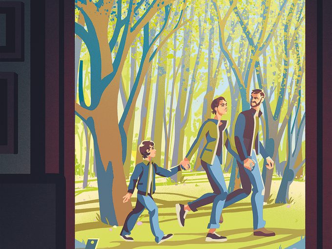 Illustration Famille Dans Le Bois Promenade