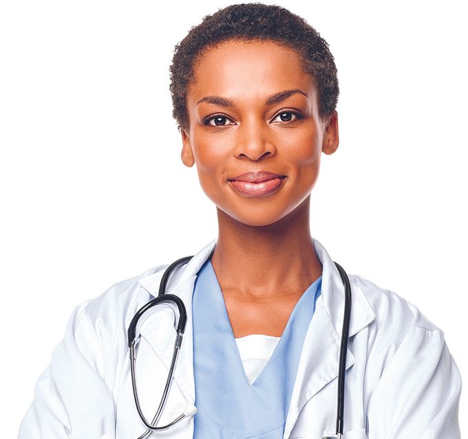 Confident African American Female Doctor With Arms Crossed Isolated