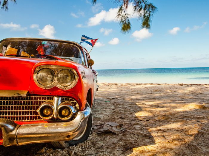 American,classic,car,on,the,beach,cayo,jutias,,province,pinar