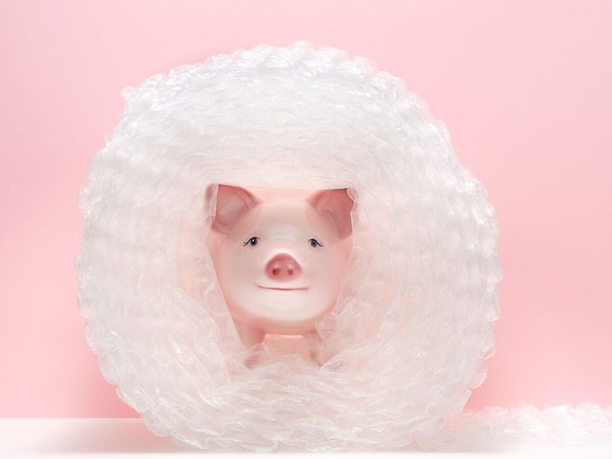 Piggy Bank In Bubble Wrap
