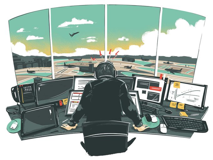 Illustration d'un contrôleur dans un aéroport