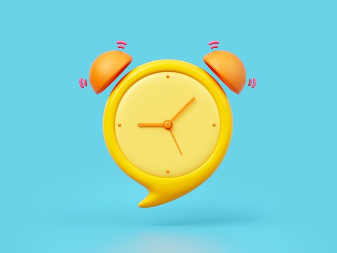 Creative,alarm,clock,with,yellow,or,orange.,chat,box,sound