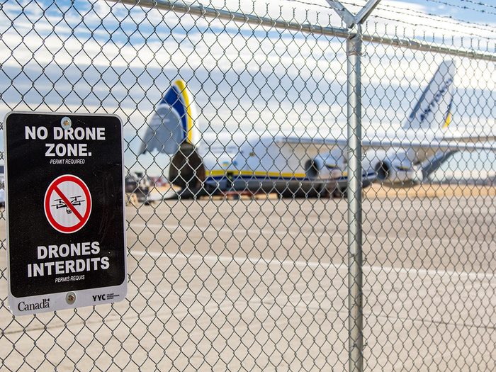 Une zone d'interdiction pour les drones.