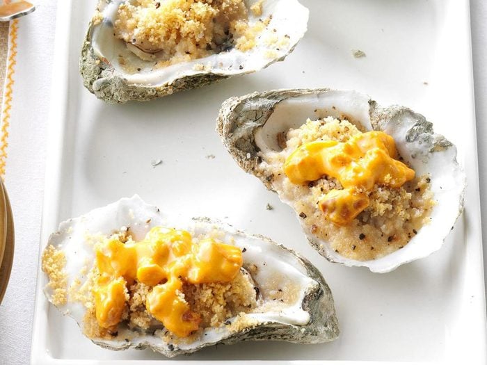 repas de noël d autrefois: des huîtres gratinées.