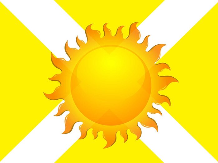 Dangers pour chiens: un dessin d'un soleil.
