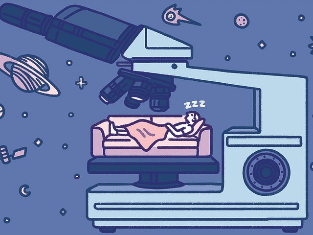 Ronflements: Illustration d'un lit observ par un microscope pour l'article "Un combat contre les ronflements".