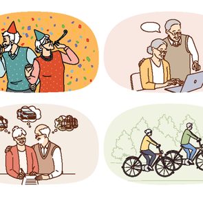 Bien vieillir: illustration de personnes âgées.