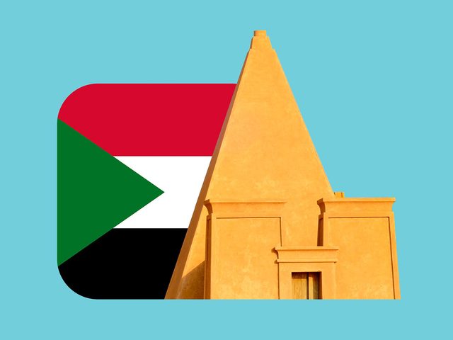 Faits intressants: montage d'une pyramide et du drapeau du Soudan.