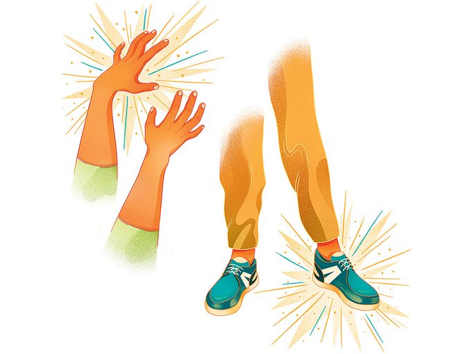Danser santé cerveau: illustration de bras et de jambes en mouvements.