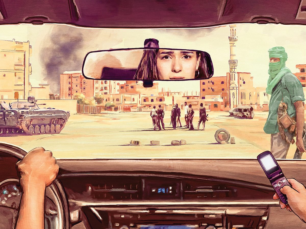 Drame vcu guerre: une fille dans un taxi pendant la guerre.